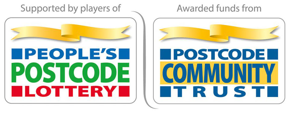 Logo with the text: Supported by players of People's Postcode Lottery and Award funds from Postcode Community Trust